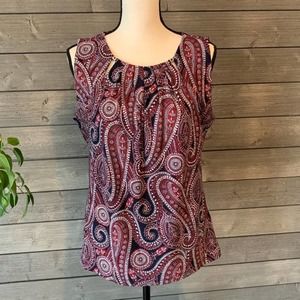 Tommy Hilfiger Paisley Sleeveless Blouse Size L